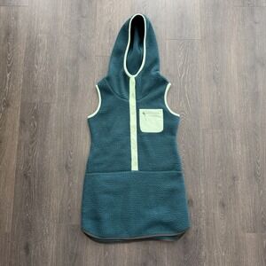 Title Nine Annapurna Fleece Dress Women's Small Hooded Sleeveless Pockets Green